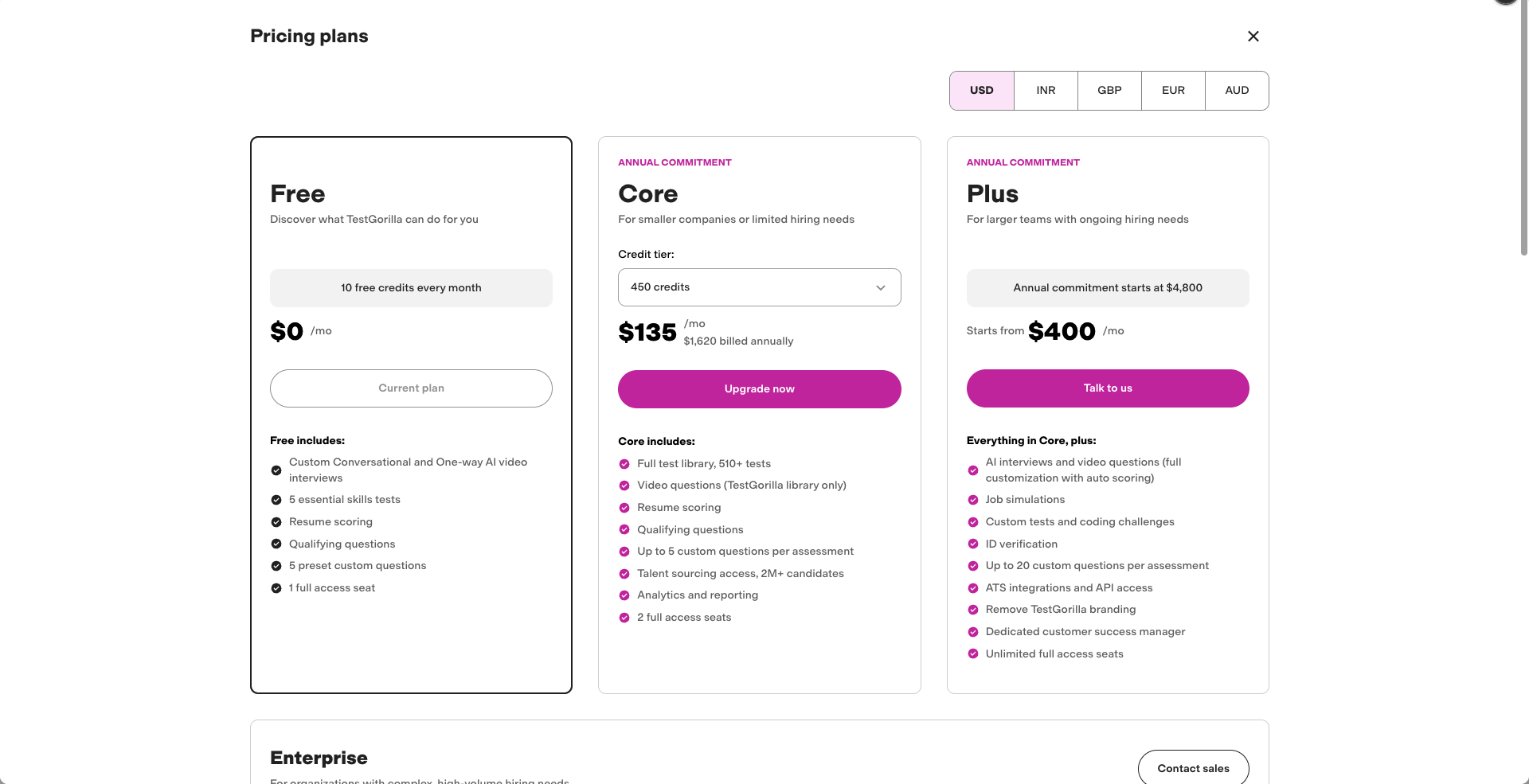 TestGorilla's job details step with a field to enter a title and skills or paste a job description